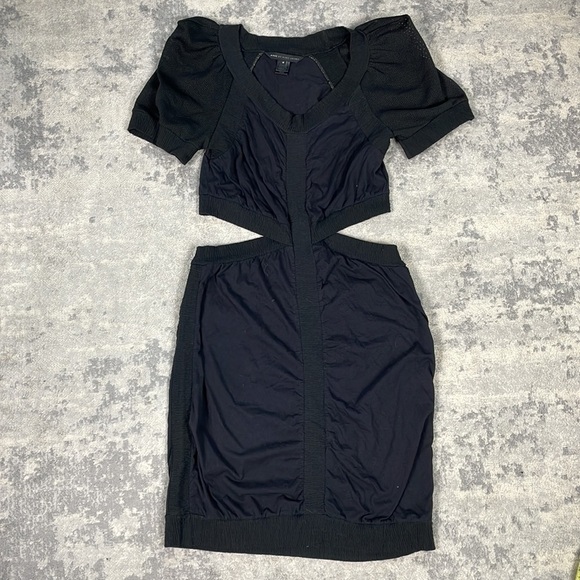 Marc by Marc Jacobs Cutout Back Dress Black Jersey Mesh Fitted Sz M - Picture 6 of 13